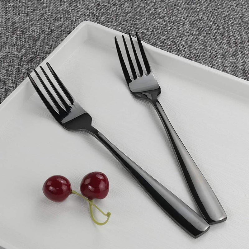 Teyyvn 16-Piece Mirror Finish Black Stainless Steel Dinner Forks, Cutlery Forks, 8.07-INCH - Image 4